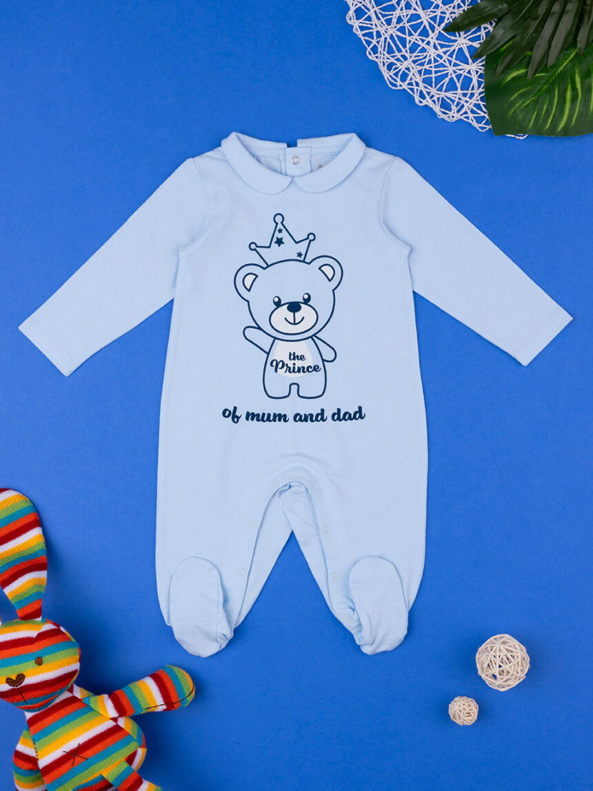 Fato de dormir azul bebé com impressão de ursinho de peluche - Prénatal