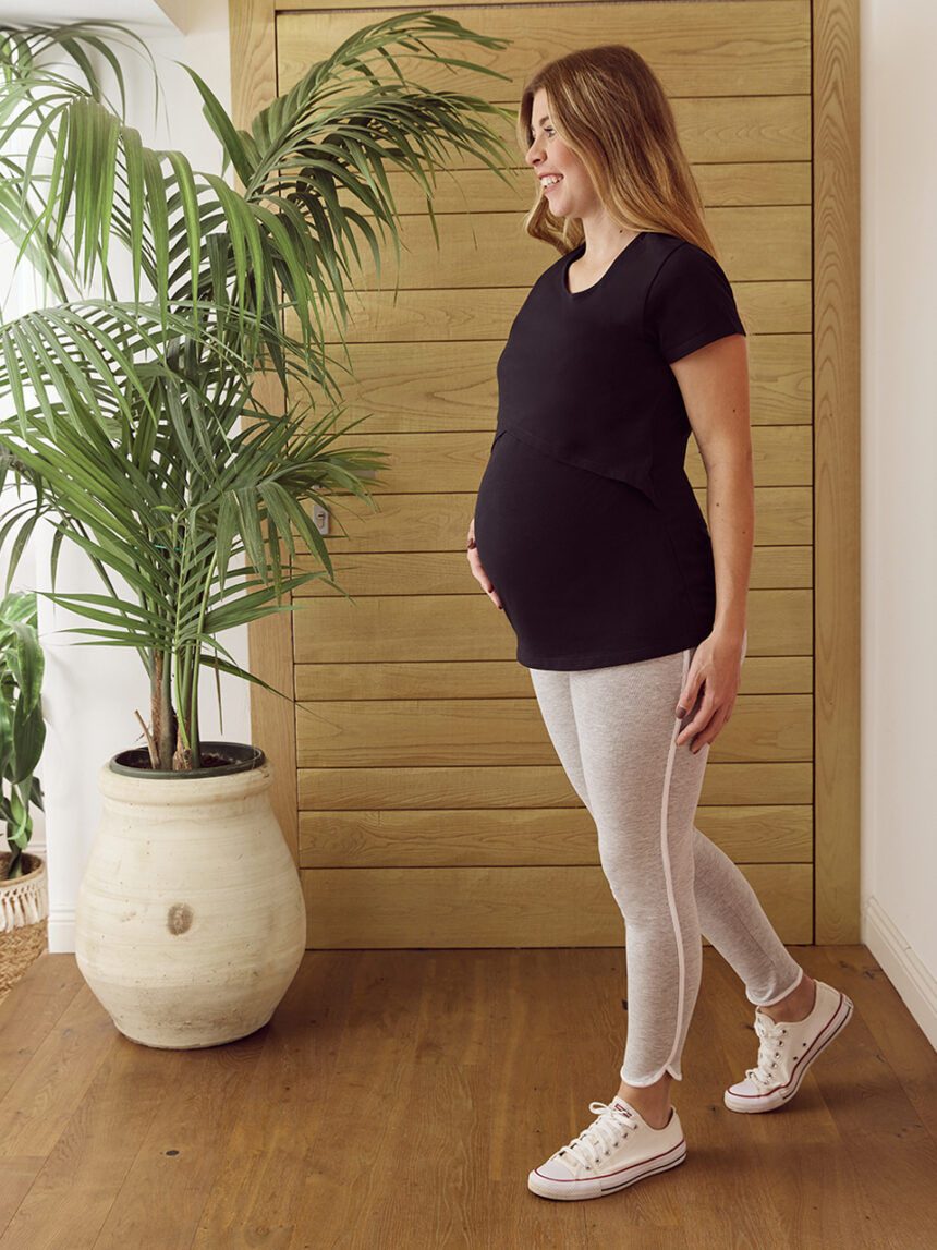 Pernas pretas de maternidade com cintura alta - Prénatal