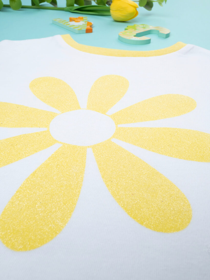 T-shirt para raparigas 'flower' amarelo-limão - Prénatal