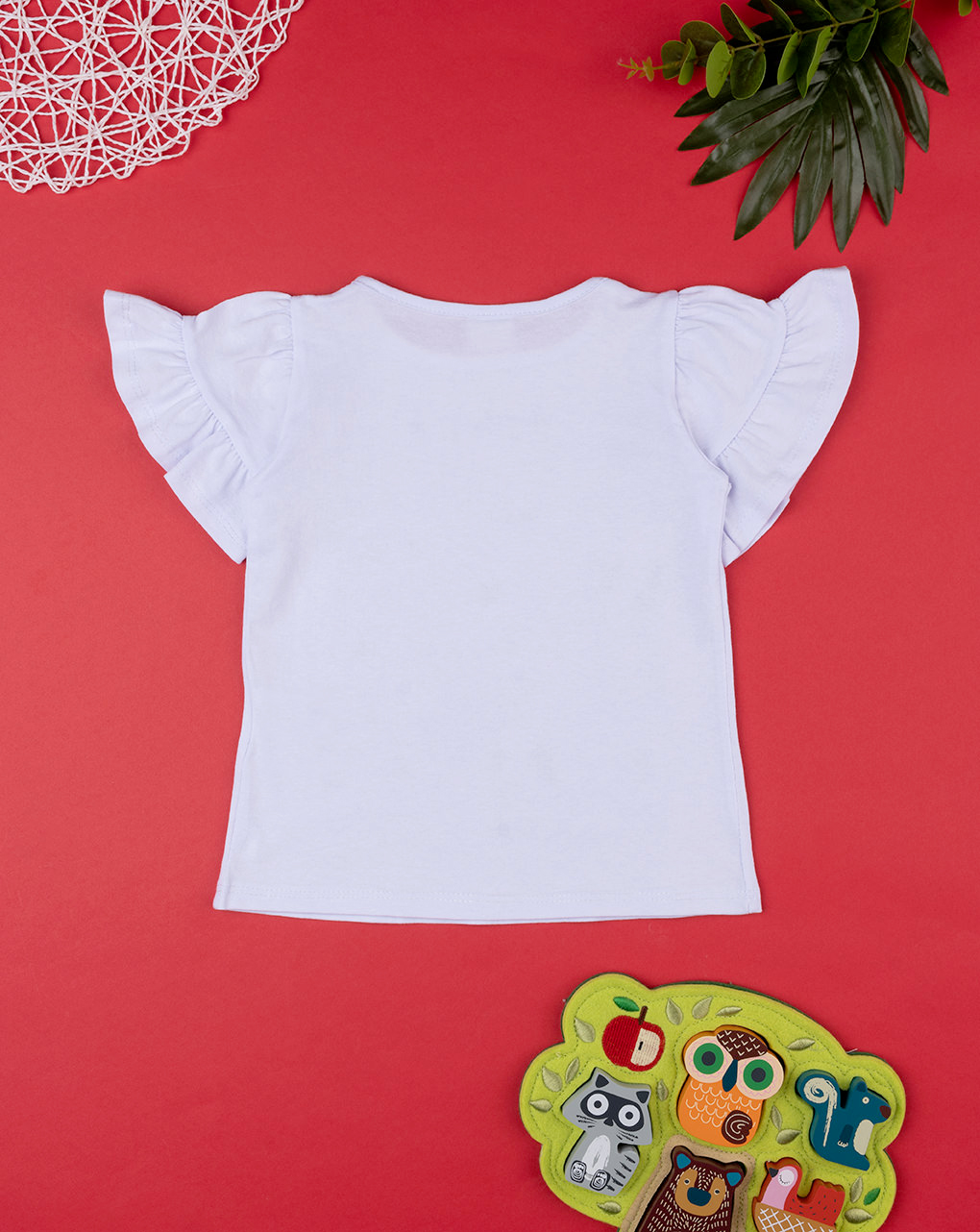 T-shirt de camisa branca de manga semi-branca de menina - Prénatal