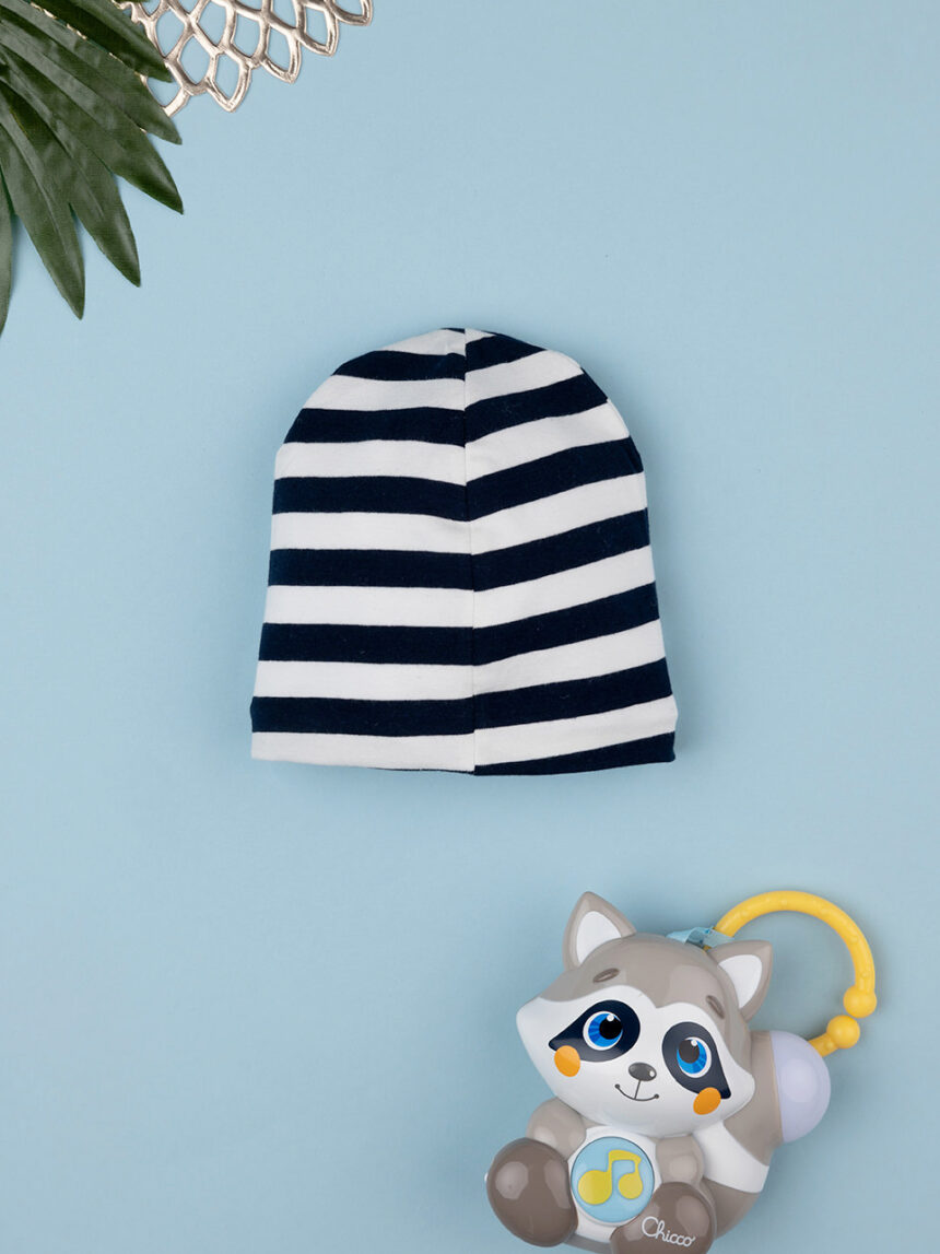 Chapéu de camisola azul/branco para bebé - Prénatal