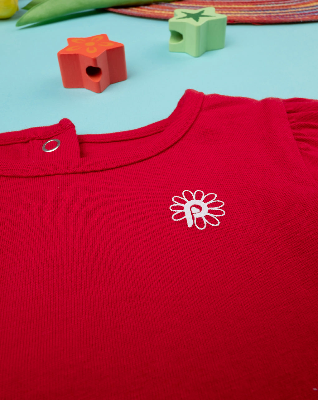T-shirt de manga curta vermelha logótipo de menina bebé - Prénatal