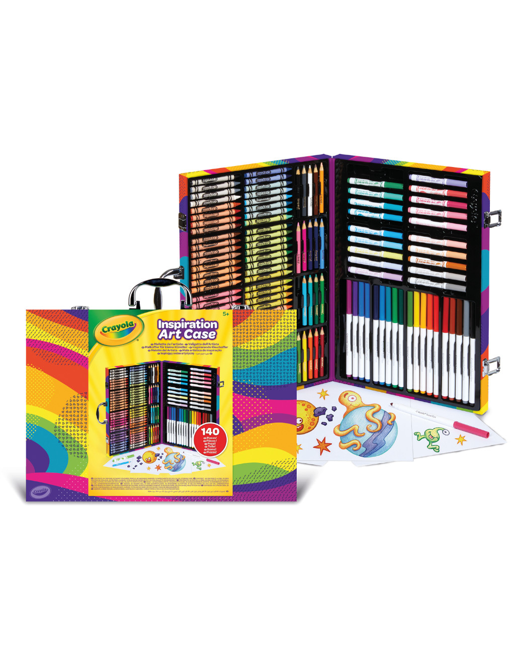 Estojo arco-íris 140 peças com marcadores lápis de cor e lápis de cor - crayola - Crayola
