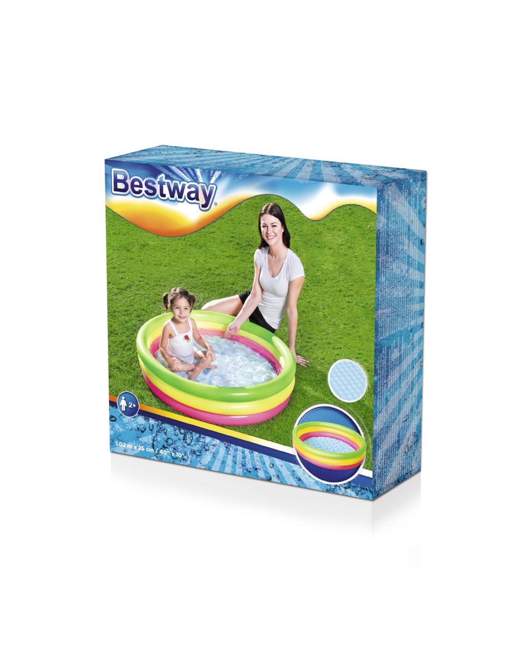 Summer 3 rings pool color with inflatable bottom 102x25 cm - bestway - Bestway