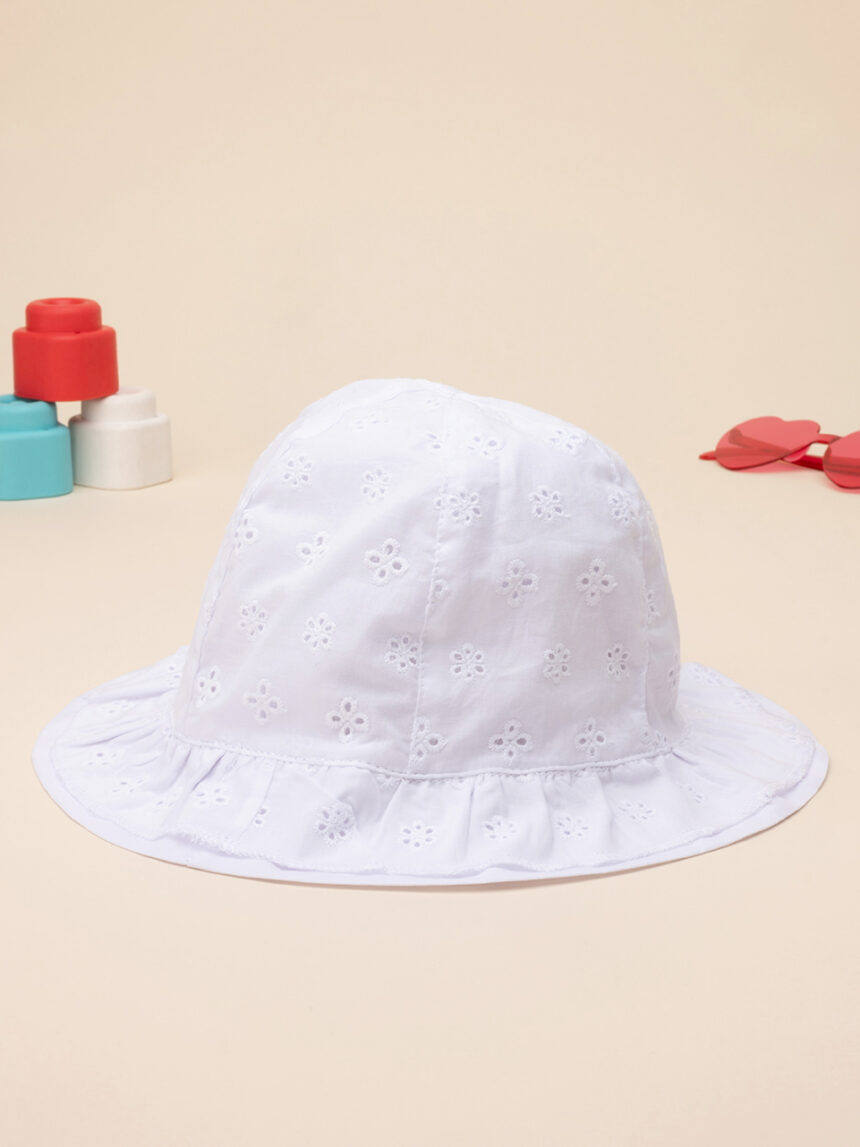 Chapéu de sangallo branco de menina - Prénatal