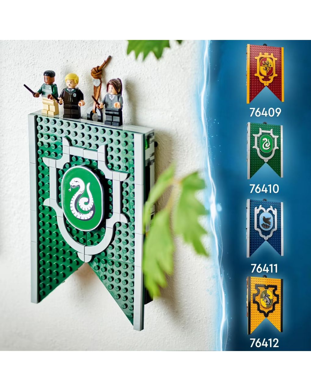 Slytherin house wall banner - hogwarts castelo sala comum - lego harry oleiro - LEGO