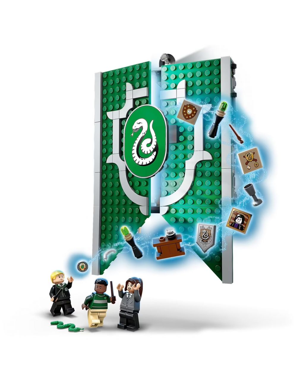 Slytherin house wall banner - hogwarts castelo sala comum - lego harry oleiro - LEGO