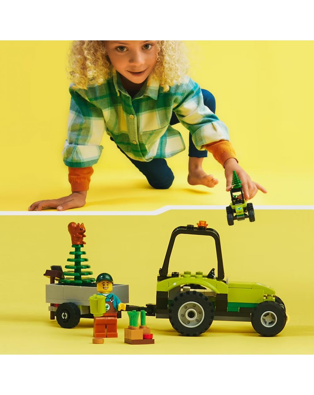 Tractor de estacionamento com reboque de brinquedo - brinquedos para crianças com minifiguras e animais - lego city - LEGO