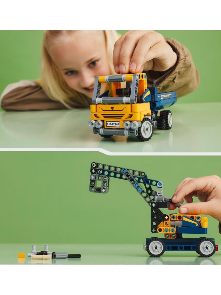 Camião basculante 2 em 1 conjunto com camião de brincar e escavadora - lego technic - LEGO