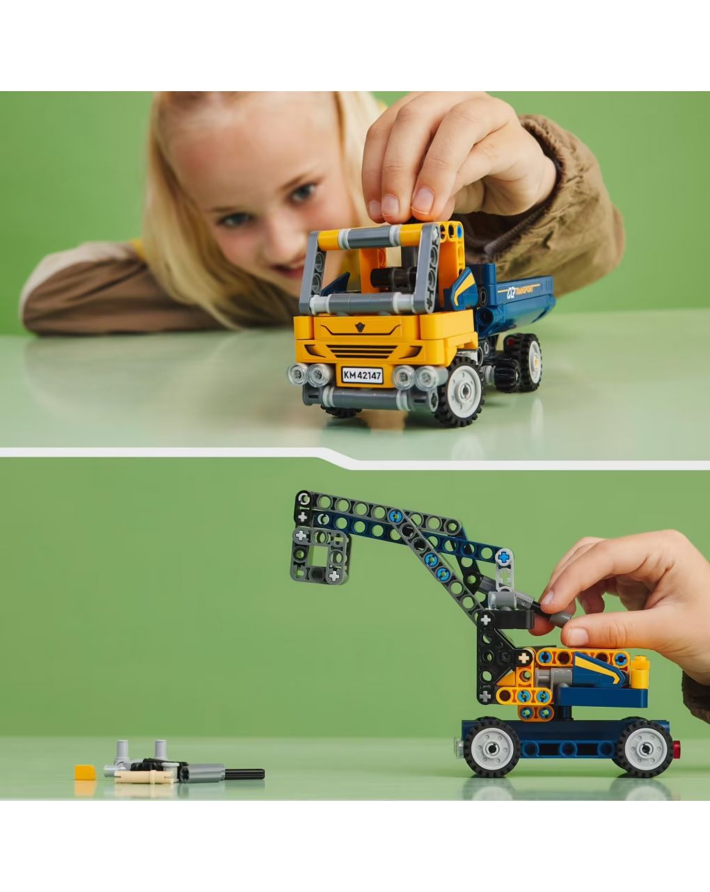 Camião basculante 2 em 1 conjunto com camião de brincar e escavadora - lego technic - LEGO