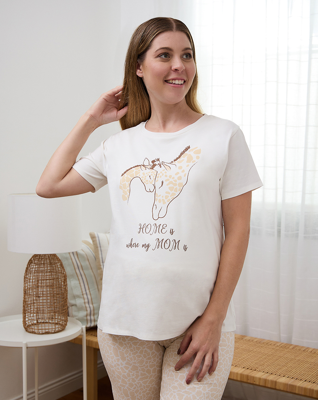 Pijama de maternidade com impressão de girafa - Prénatal