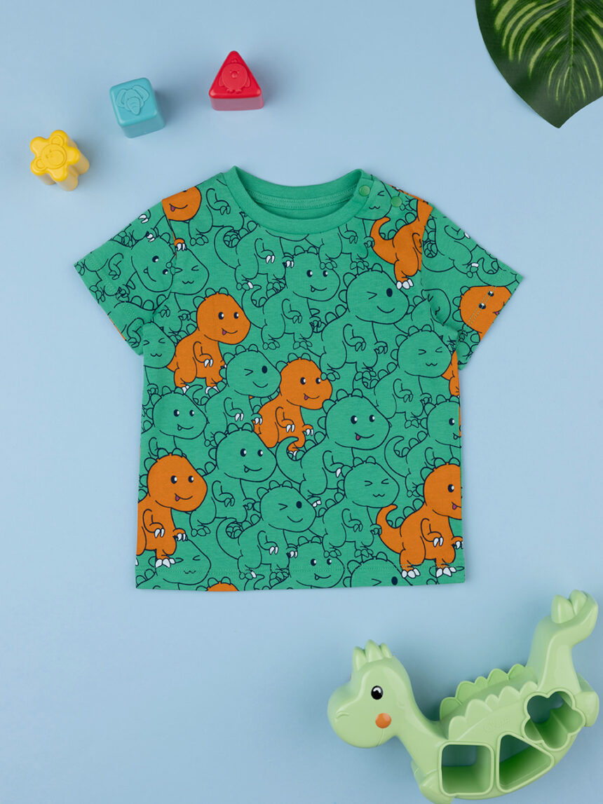 T-shirt meia manga estampada de dino bebé allover - Prénatal