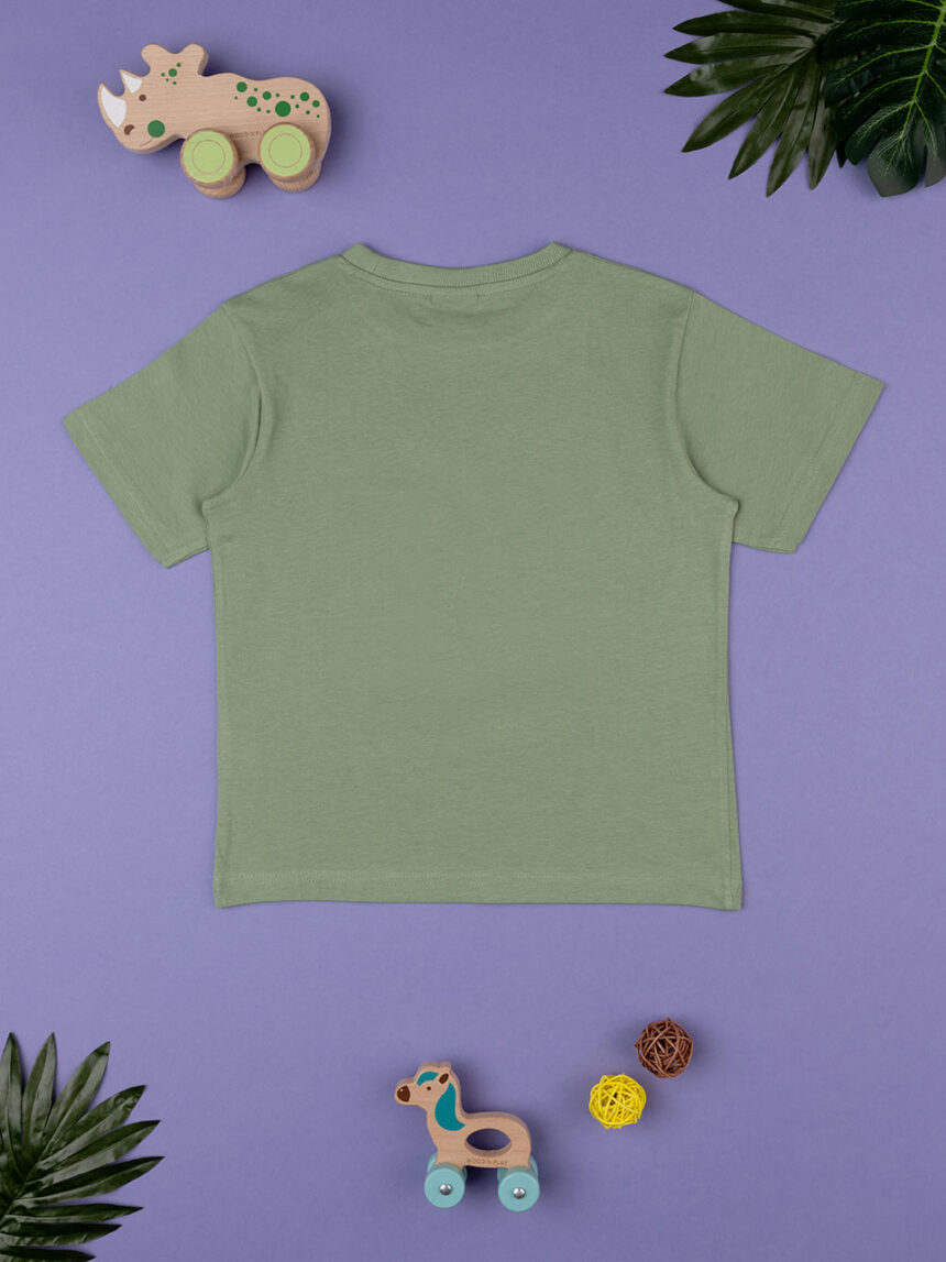 T-shirt de manga curta verde para crianças com estampado - Prénatal