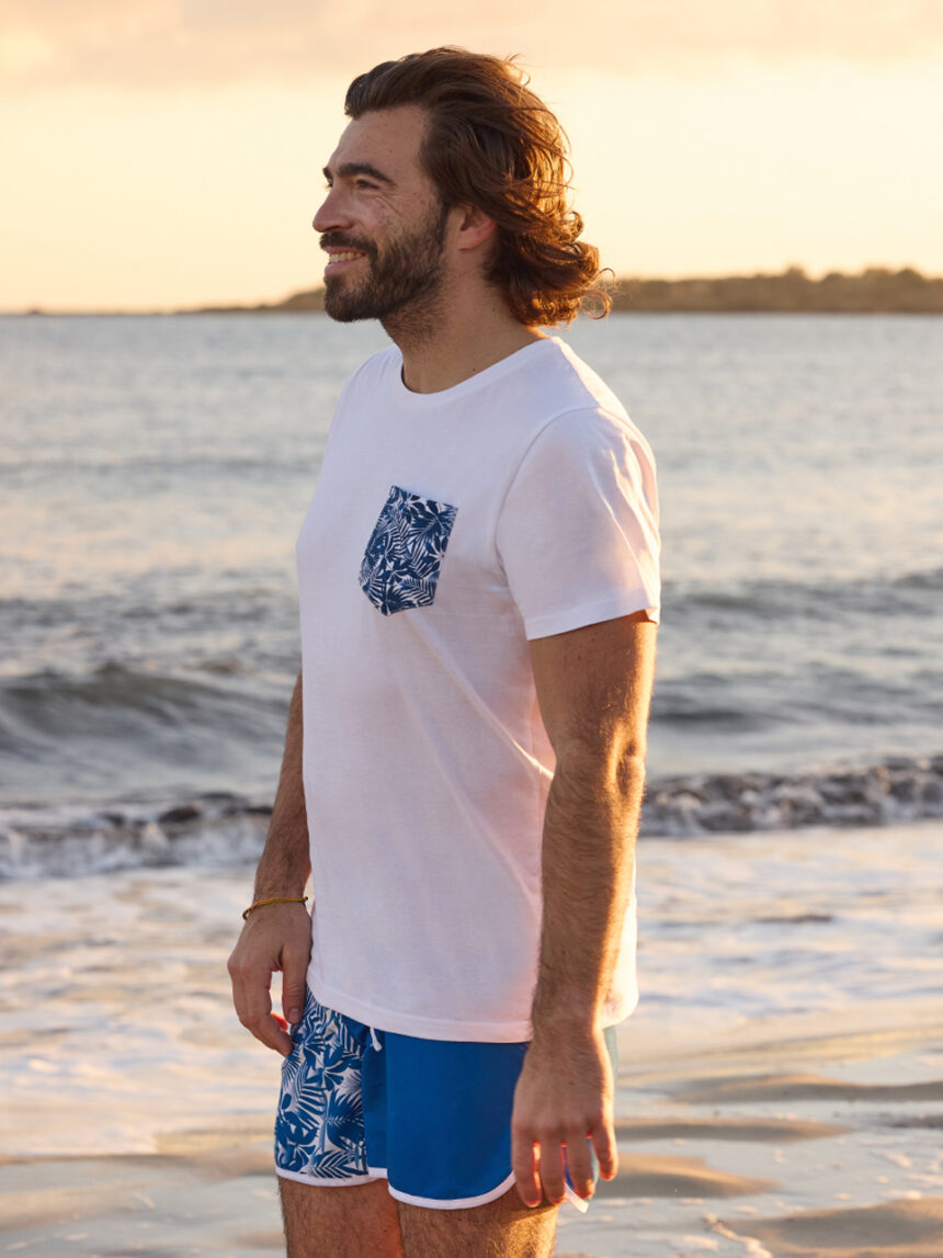 T-shirt de bolso de algodão tropical para homem - Prénatal