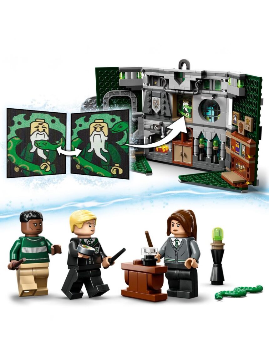 Slytherin house wall banner - hogwarts castelo sala comum - lego harry oleiro - LEGO