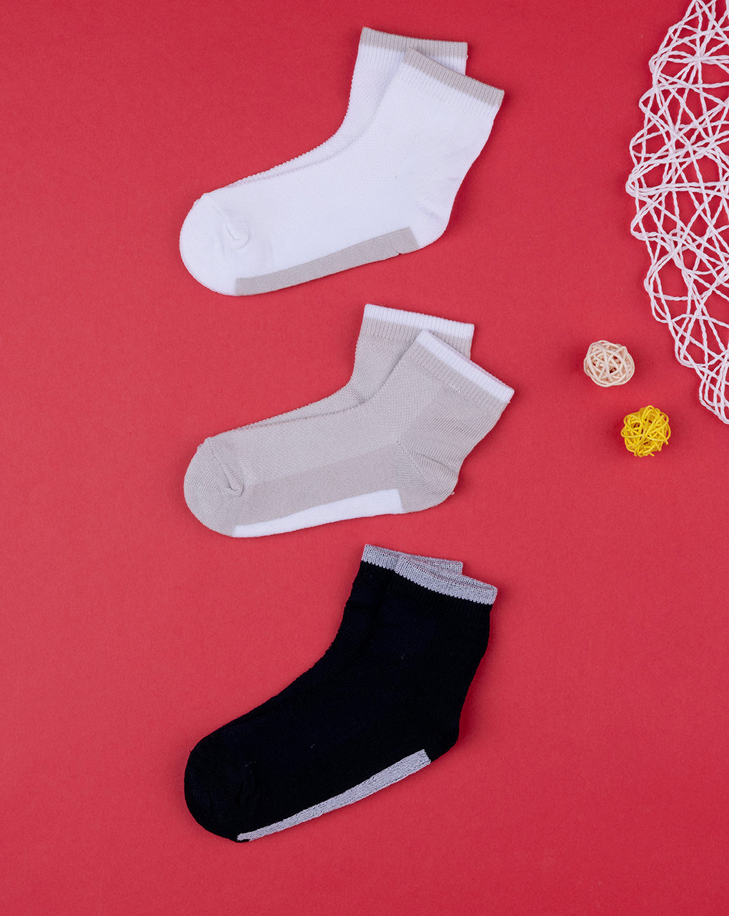 Pacote de 3 meias curtas e simples para crianças - Prénatal