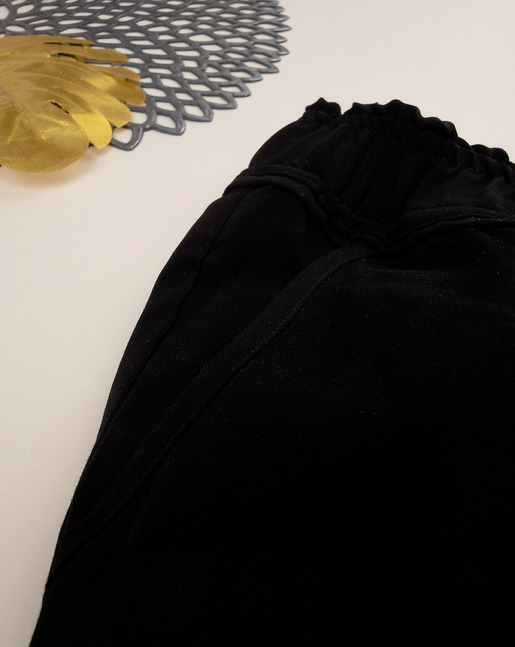 Calças compridas pretas com cordão de cordão - Prénatal