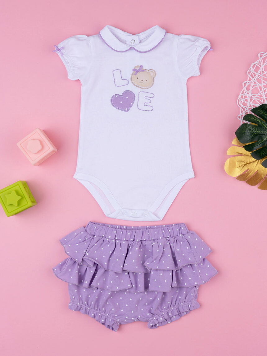 Roupa curta para bebé lilás - Prénatal