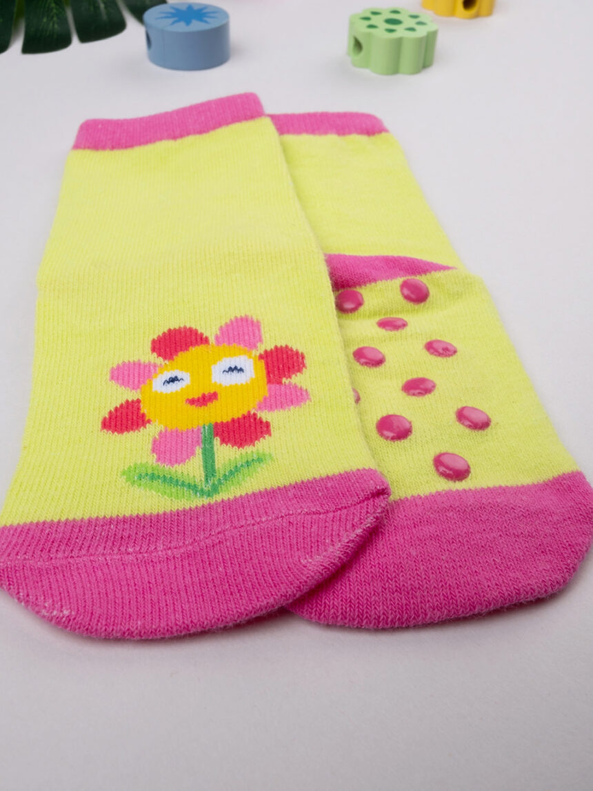 Meias anti-derrapantes de menina 'flower - Prénatal
