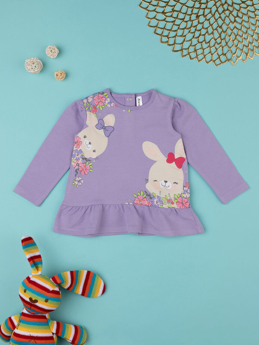 T-shirt de manga comprida lilás "bunnies" de menina - Prénatal