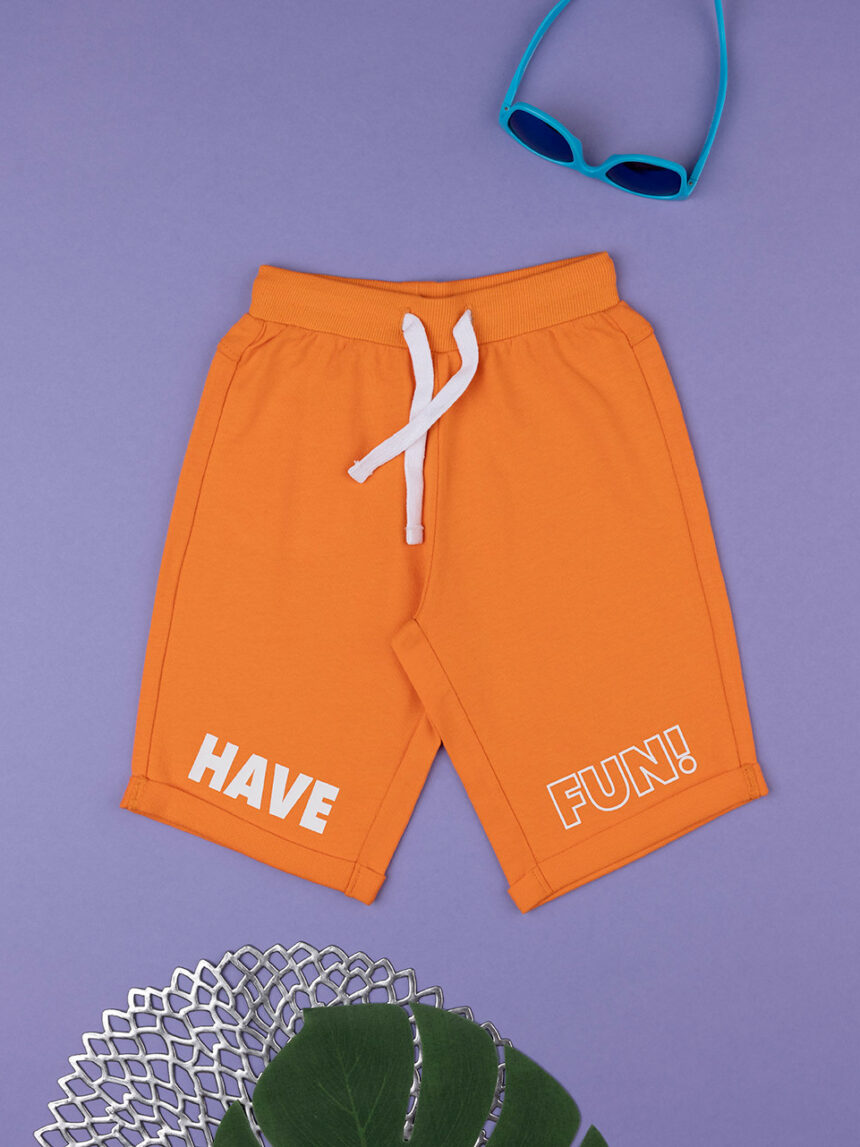 Calções de menino laranja com estampado - Prénatal