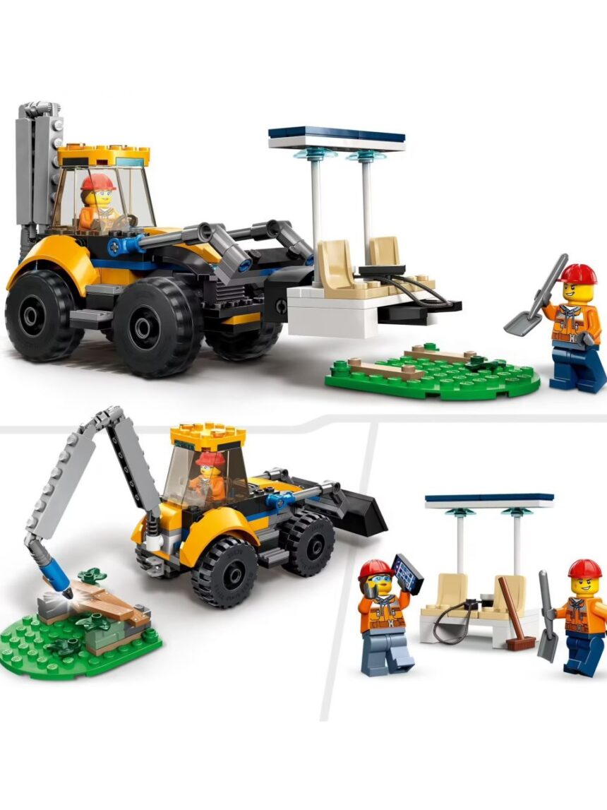 Escavadora de construção - escavadora de brinquedo com minifiguradora - lego city - LEGO