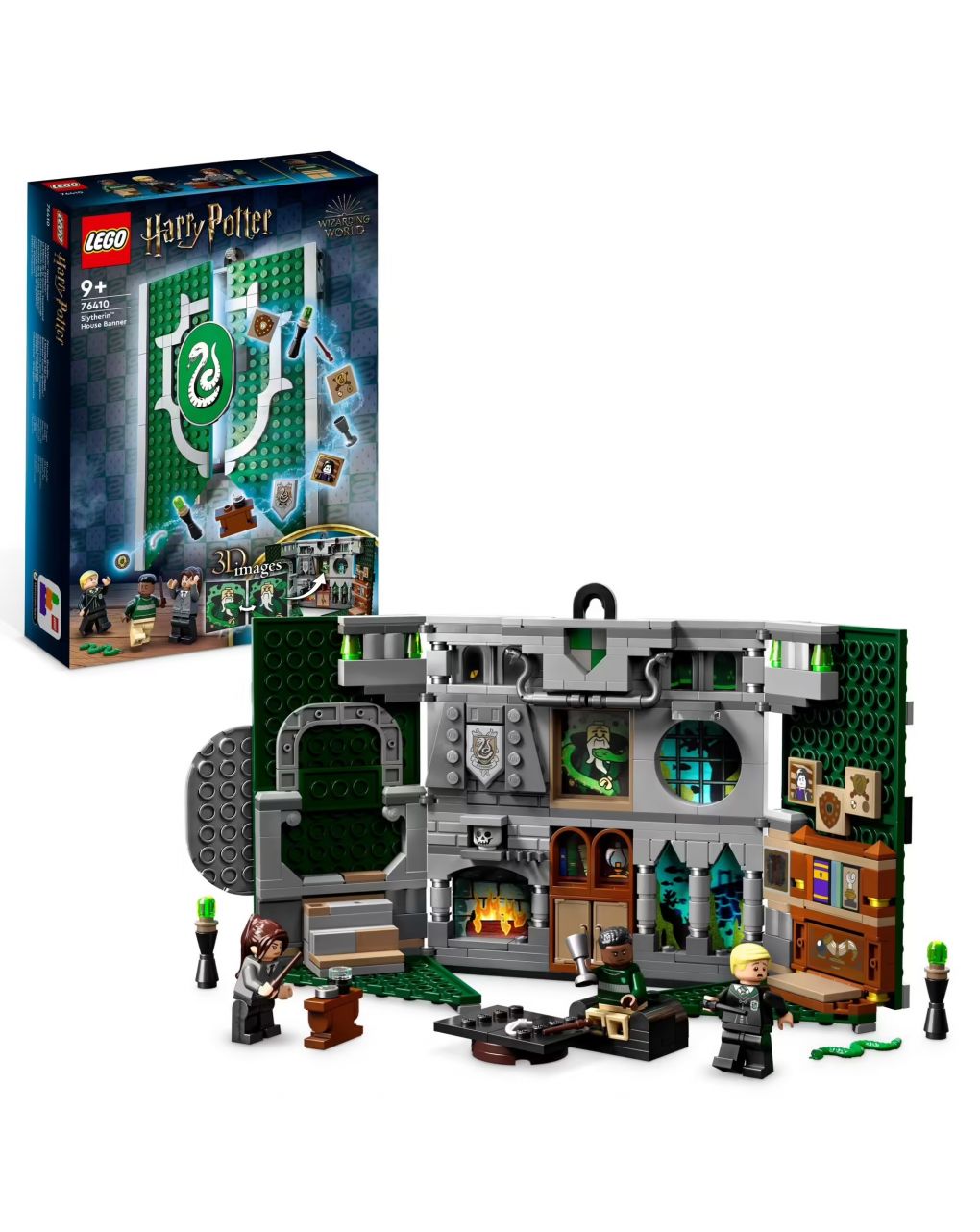 Slytherin house wall banner - hogwarts castelo sala comum - lego harry oleiro - LEGO