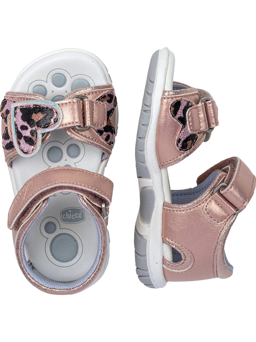 Sandália frisby rosa com corações malhados - Chicco