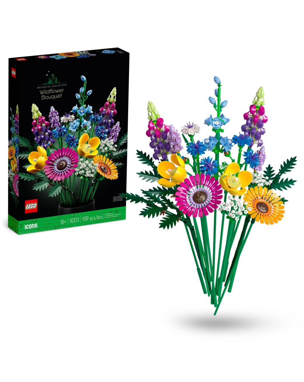 Falso bouquet de flores silvestres com papoilas artificiais e lavanda 10-313 - colecção botânica - ícones de lego - LEGO