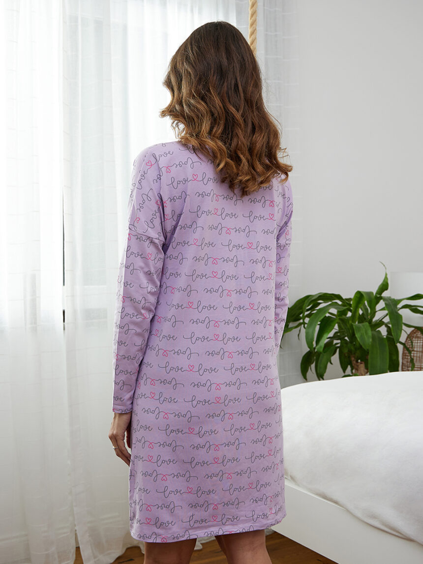 Camisa de noite de maternidade com padrão de amor - Prénatal