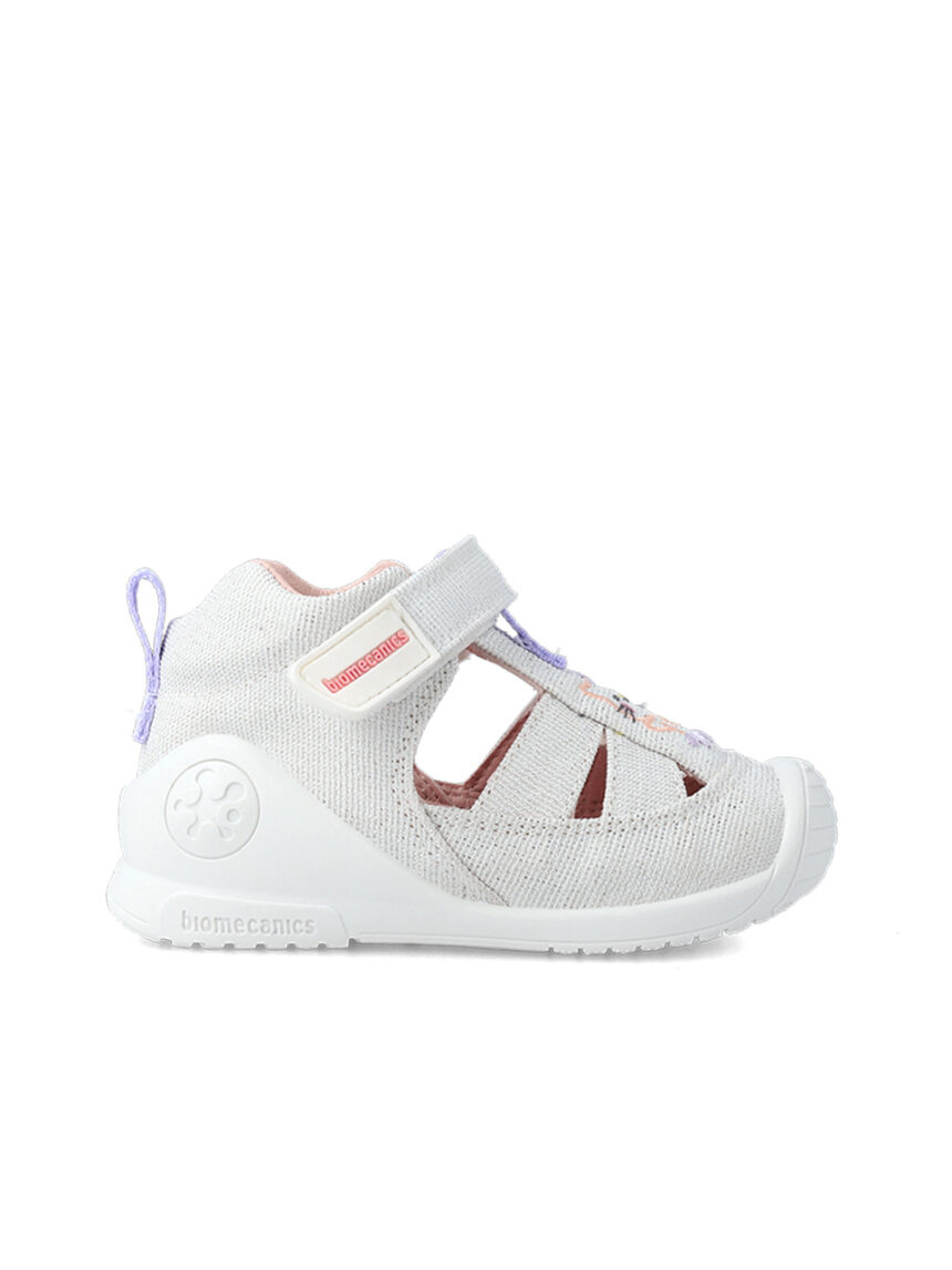 Biomecanis sandálias para bebé em tela branca - Garvalin