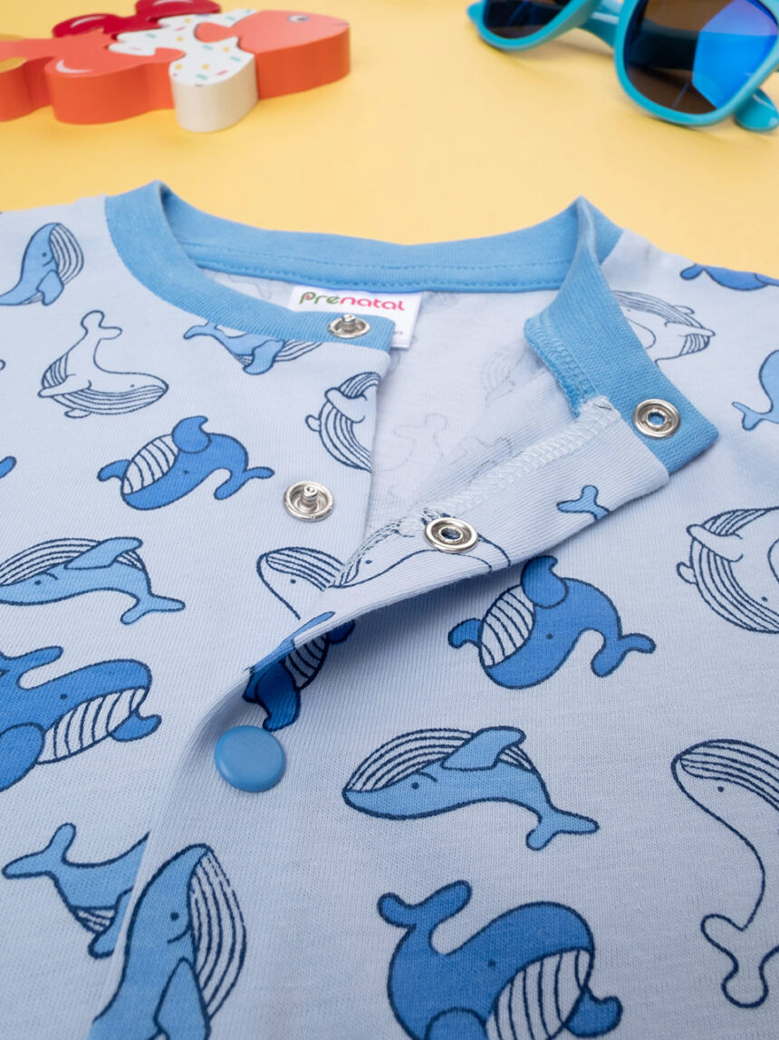 Pijama curto de uma peça de pijama de rapaz "baleias - Prénatal
