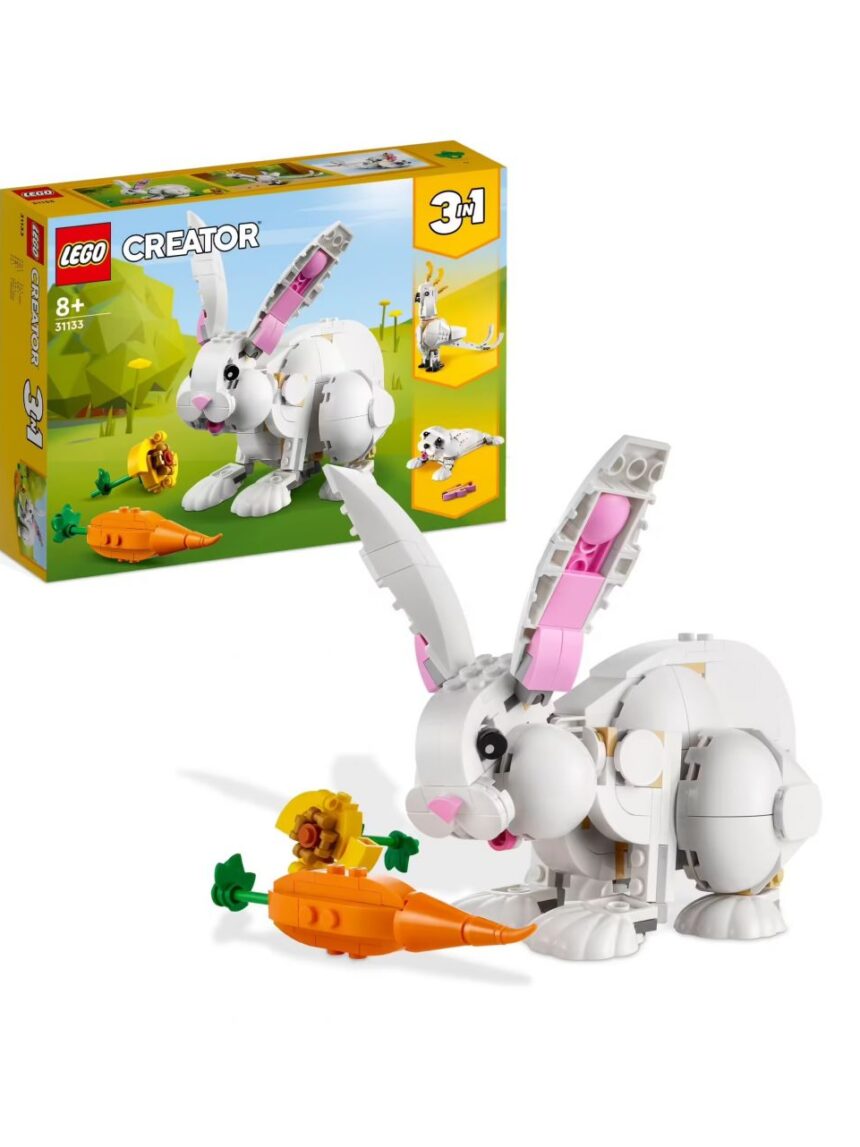 Rabbit branco conjunto 3in1 com foca e poppy - lego creator - LEGO