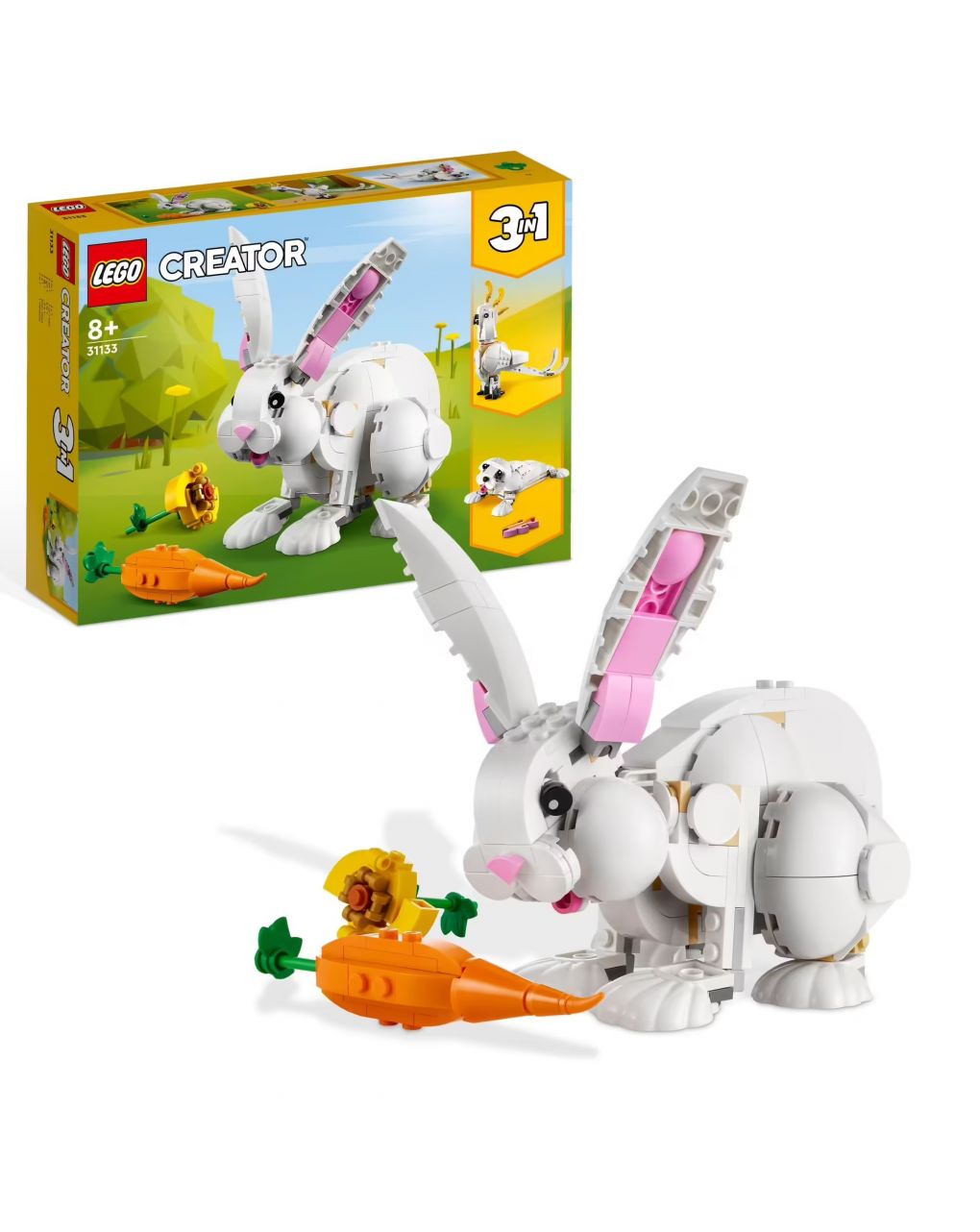Rabbit branco conjunto 3in1 com foca e poppy - lego creator - LEGO