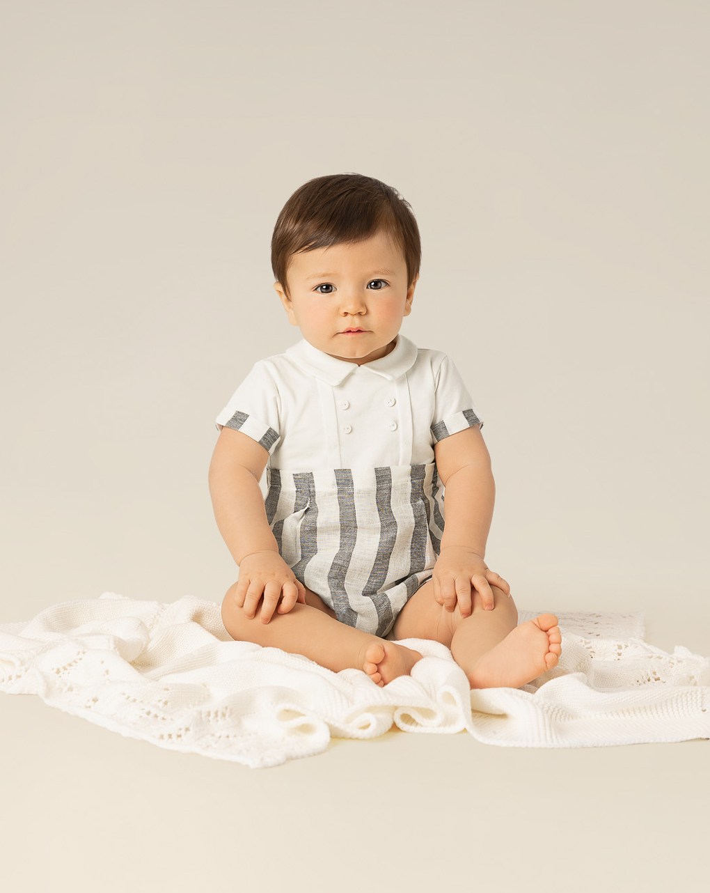 Camisolas para bebés em linho às riscas e algodão - Prénatal
