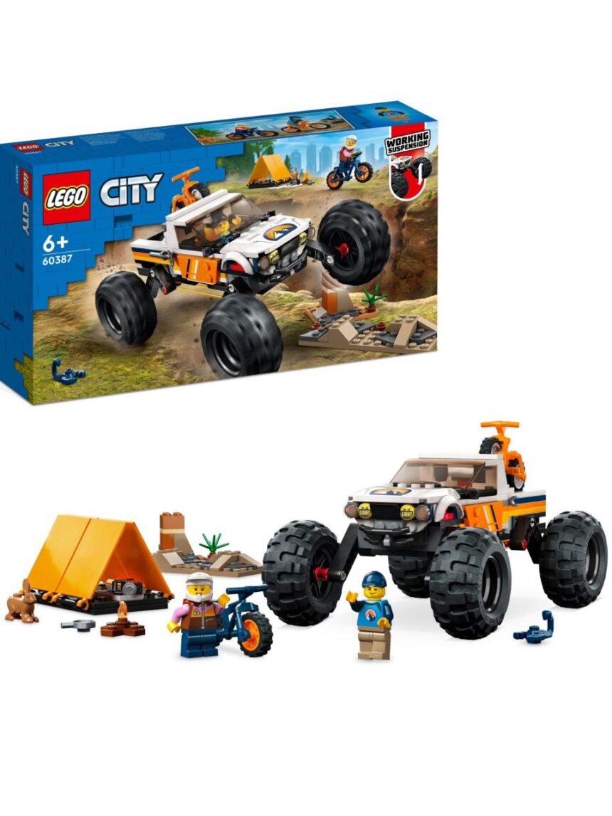 Aventuras off-road 4×4 - veículo de brinquedo estilo monster truck e 2 bicicletas de montanha - lego city - LEGO
