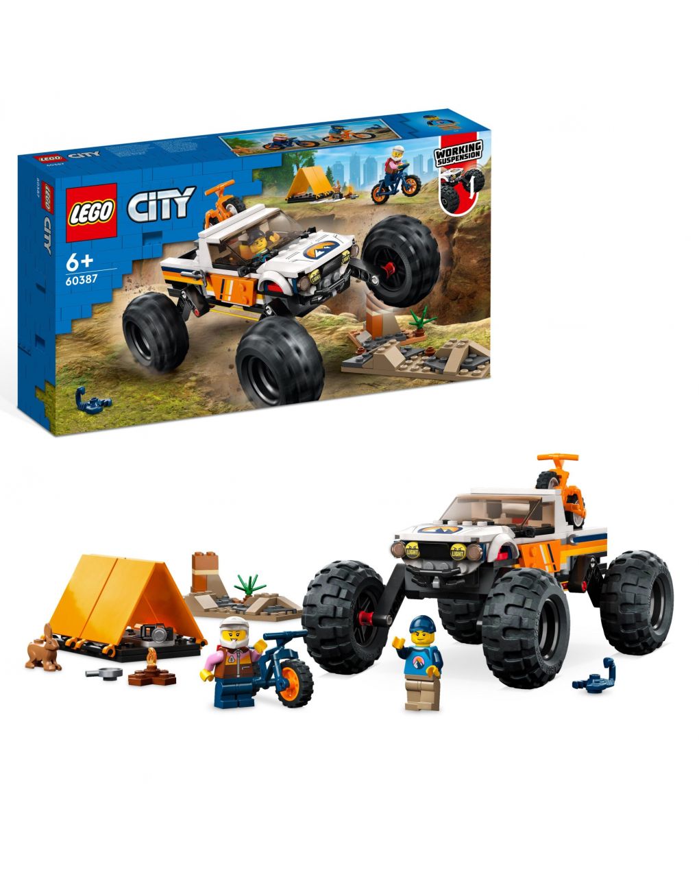Aventuras off-road 4×4 - veículo de brinquedo estilo monster truck e 2 bicicletas de montanha - lego city - LEGO