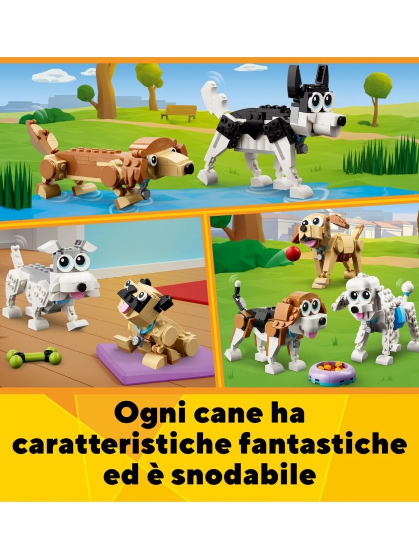 Adorável conjunto cãozinho 3 em 1 com dachshund pug poodle + outros animais para construir - lego creator - LEGO