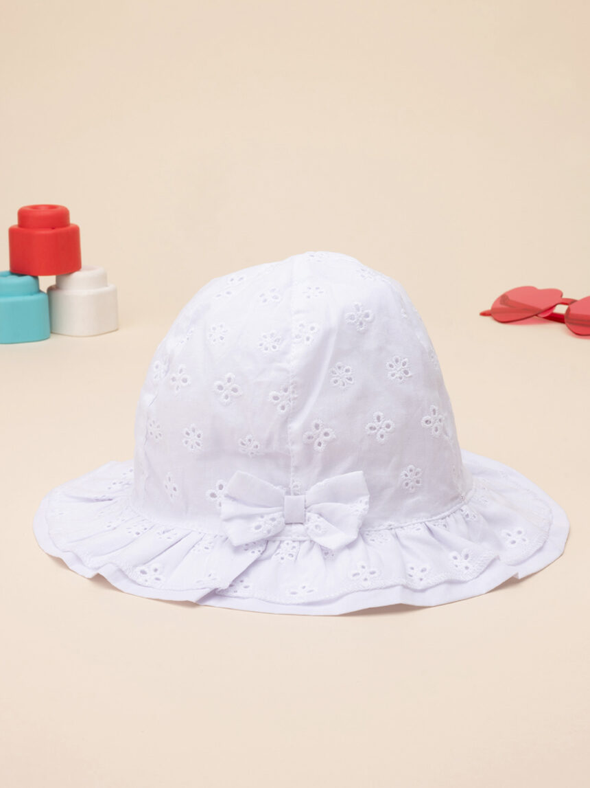 Chapéu de sangallo branco de menina - Prénatal