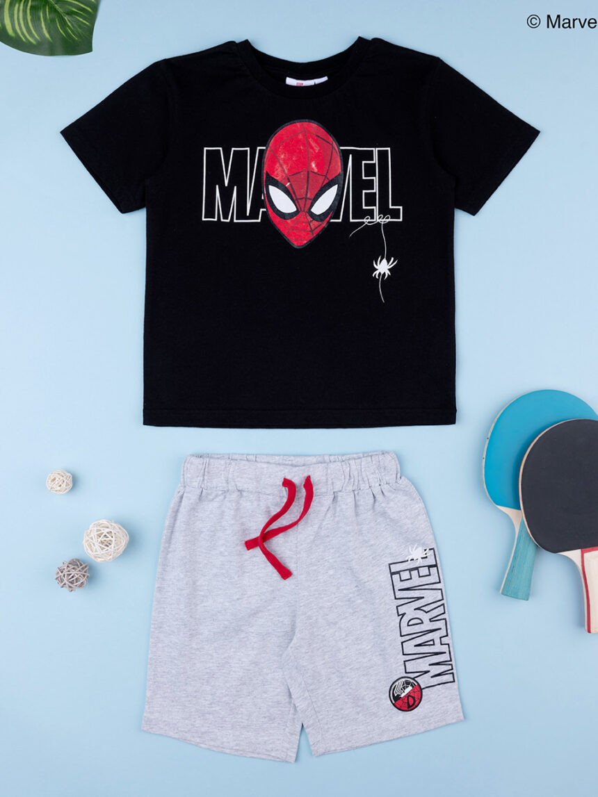 T-shirt e calções de rapaz de 2 peças spiderman - Prénatal
