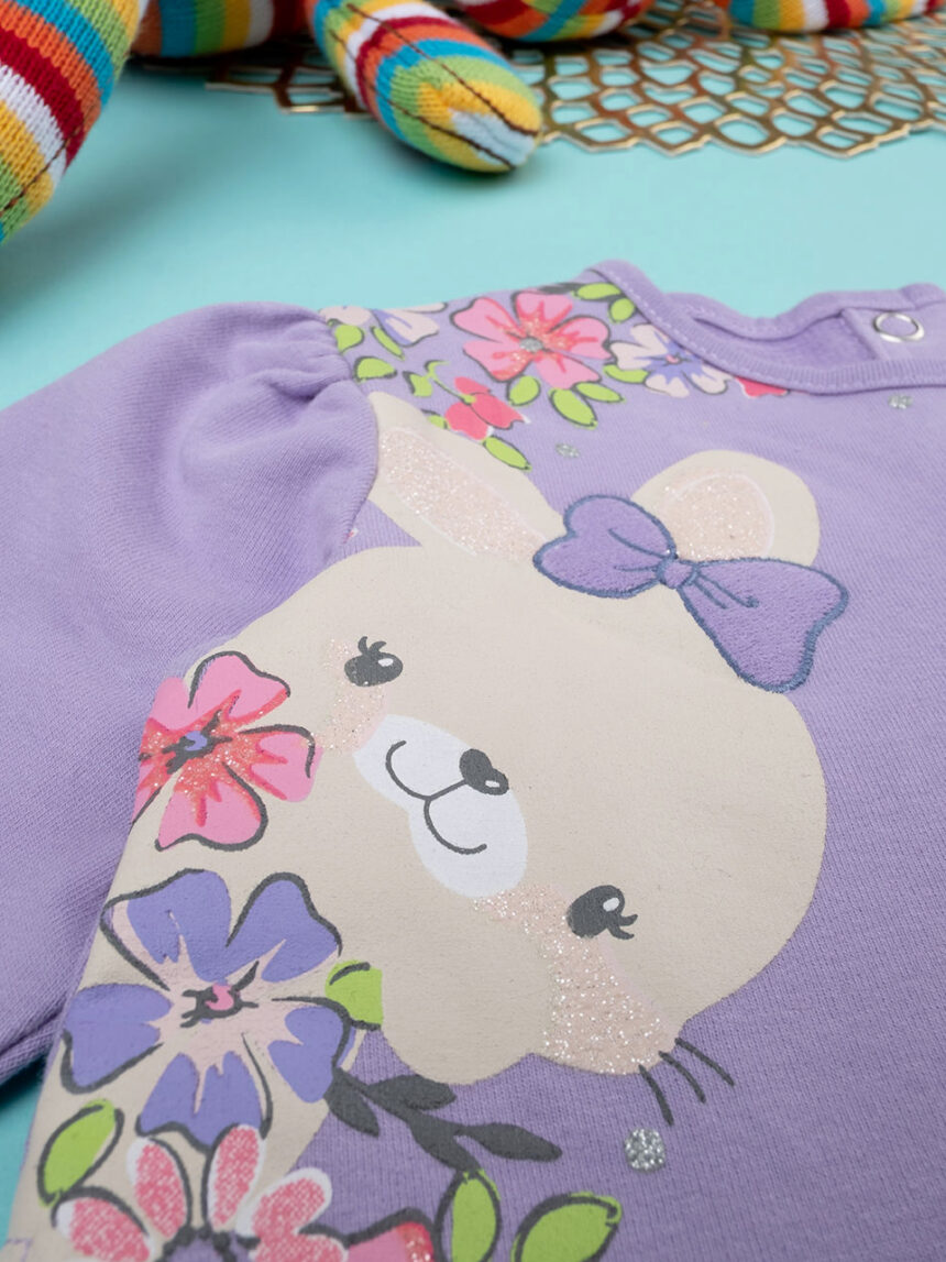 T-shirt de manga comprida lilás "bunnies" de menina - Prénatal