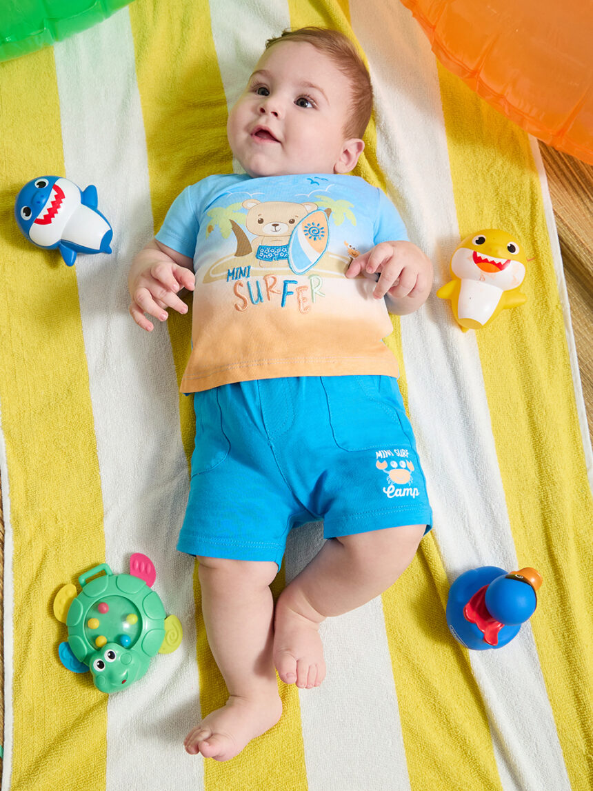 Camisola curta para bebé + calções "surf - Prénatal
