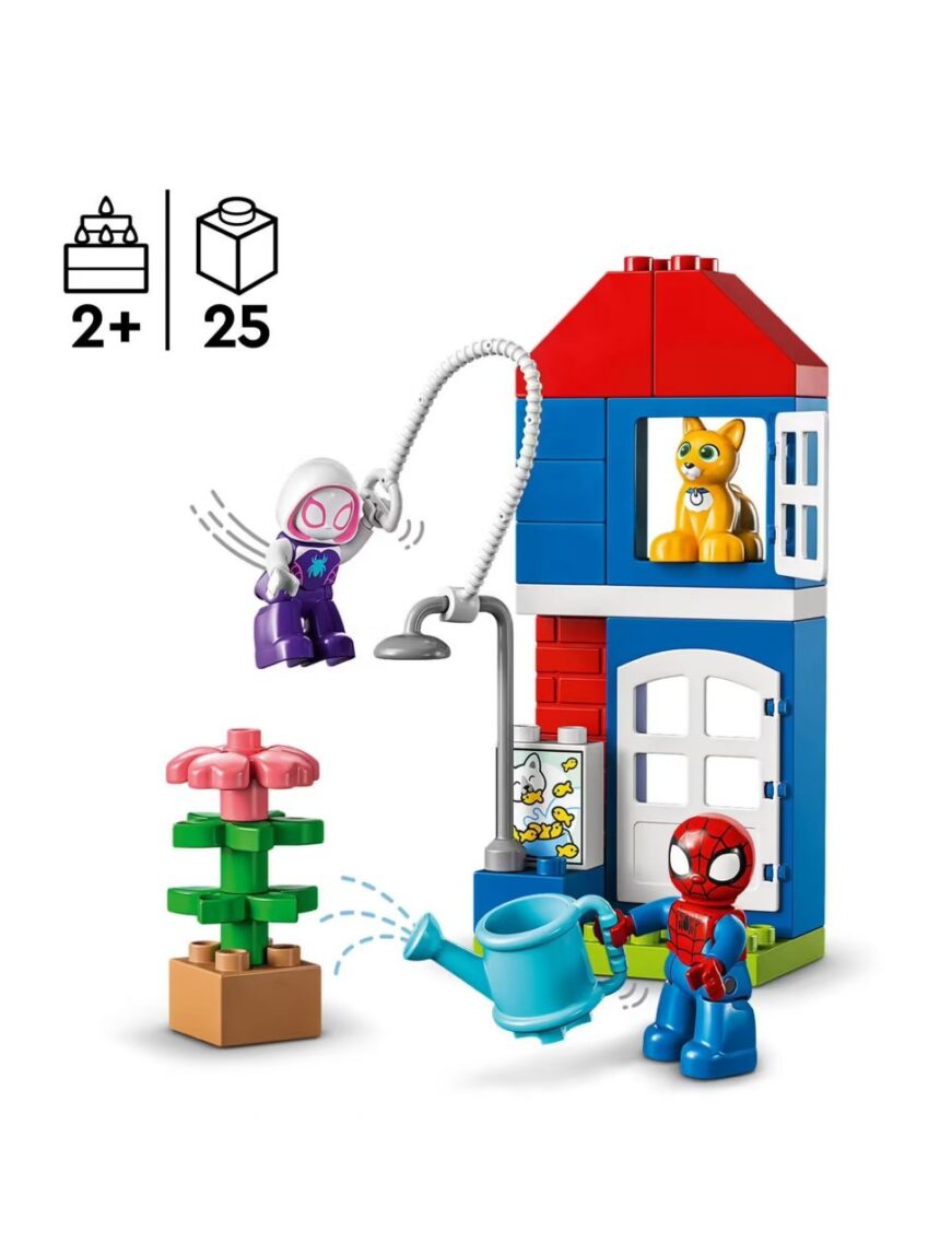 Conjunto de jogo da casa do homem-aranha com a aranha e os seus fantásticos amigos - lego duplo marvel - Duplo
