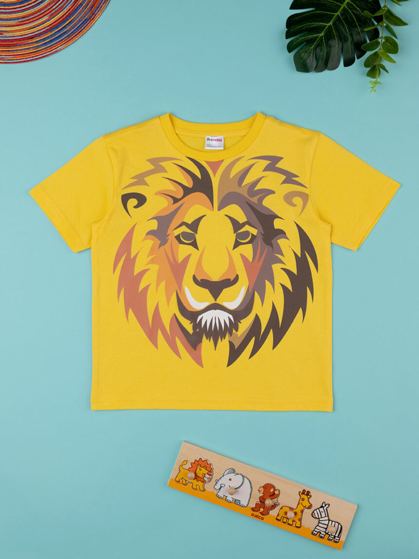 T-shirt 'leão' de manga semi-amarela para crianças - Prénatal