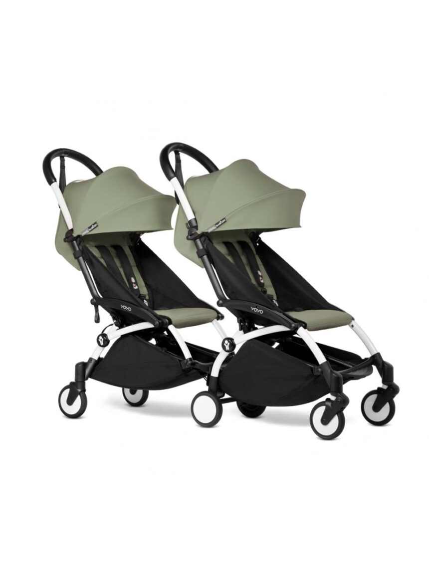 Carrinho de passeio connect gemelar com chassis black e revestimento olive 6+ – stokke® yoyo® - Stokke Yoyo