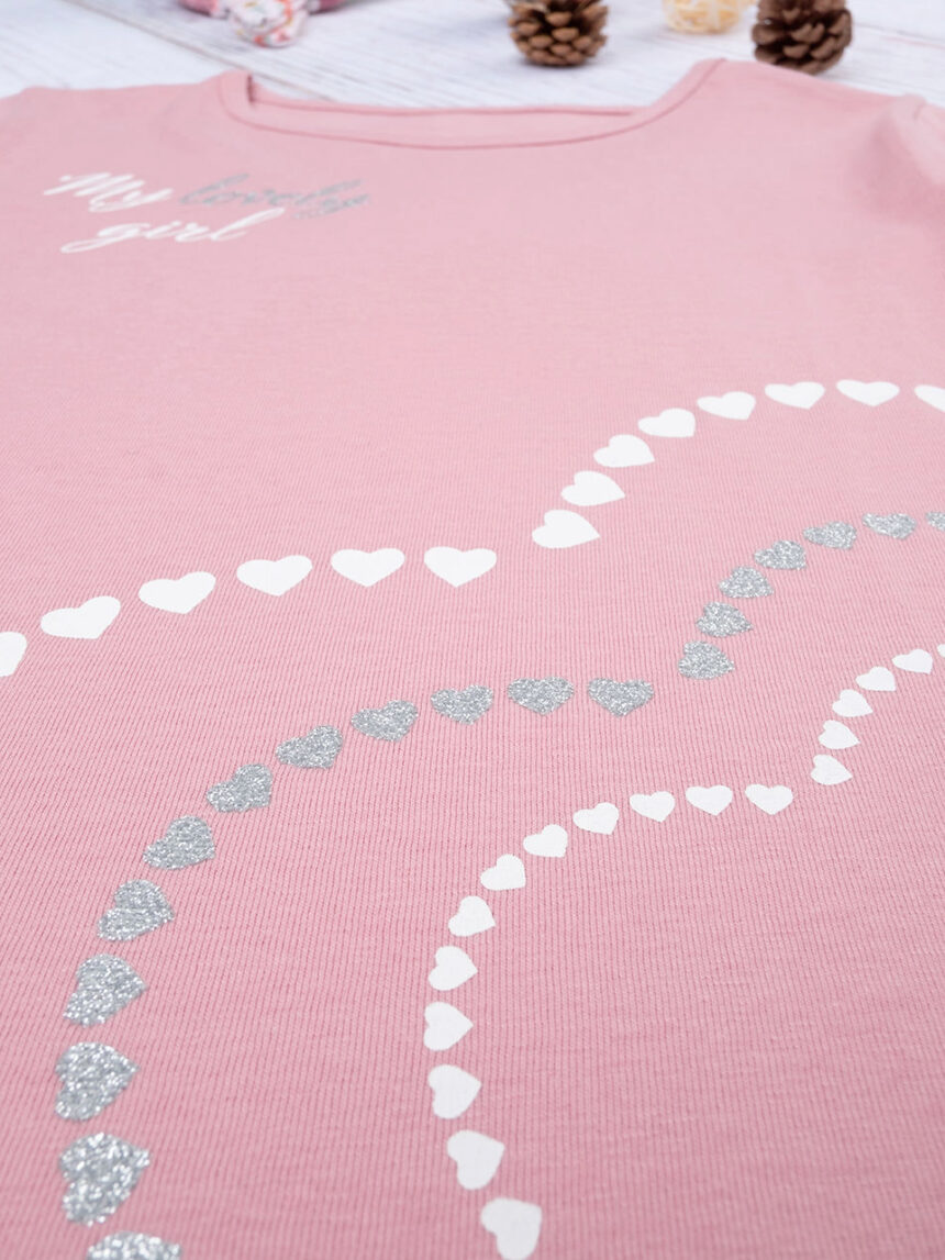 T-shirt de manga comprida para menina cor-de-rosa "lovely girl" - Prénatal