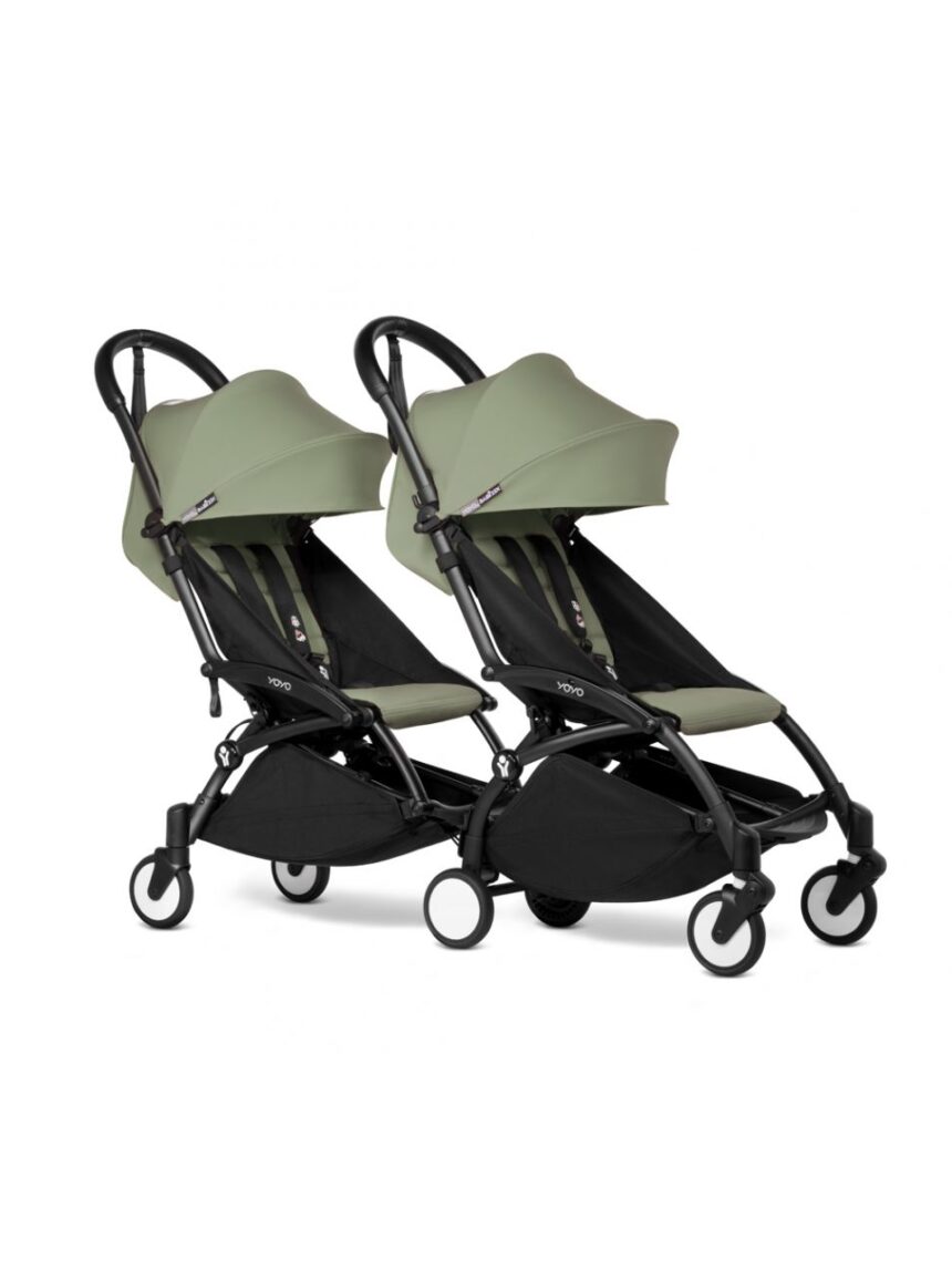 Carrinho de passeio connect gemelar com chassis black e revestimento olive 6+ – stokke® yoyo® - Stokke Yoyo