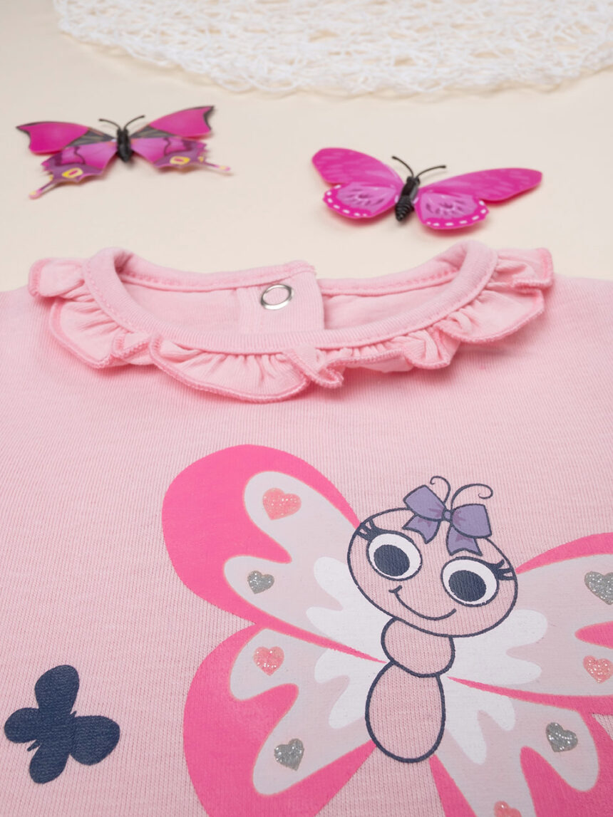 Bebé menina de manga comprida cor-de-rosa butterflies - Prénatal