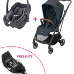 Carrinho de bebé MAXI-COSI LEONA 2 e cadeira PEBBLE 360 CAR SEAT + BASE FAMILY FIX 360  GRATIS.