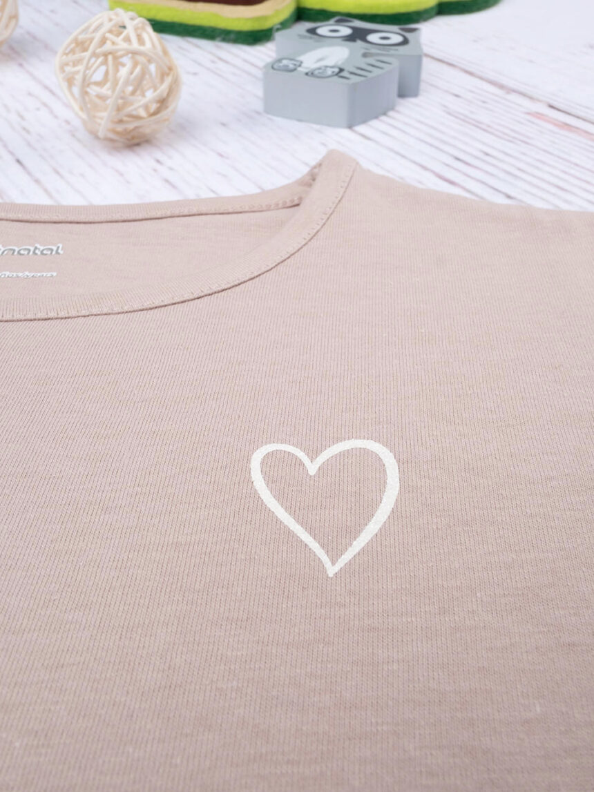 T-shirt de manga comprida para rapariga bege "heart" - Prénatal